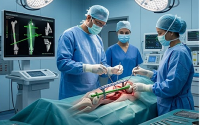 Revision Joint Replacement Surgery for Failed Implants Orthopedic surgeon reviewing a failed hip replacement implant before revision joint replacement surgery